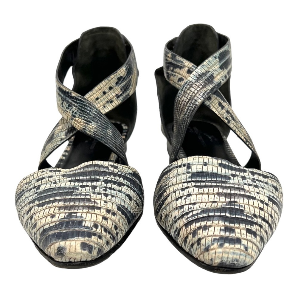Alexander Wang Snakeskin Point Toe Strappy Snap Back Flats Women’s 38 - Picture 2 of 13